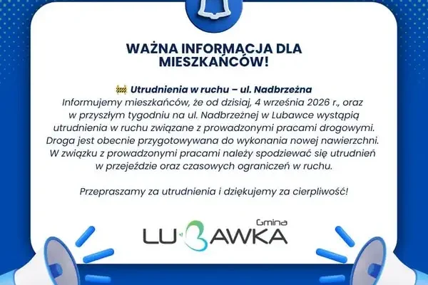 Utrudnienia na ul. Nadbrzeżnej w Lubawce – trwają prace drogowe