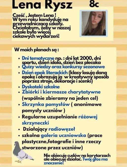 Lena Rysz pierwszą kandydatką w wyborach do Samorządu Uczniowskiego