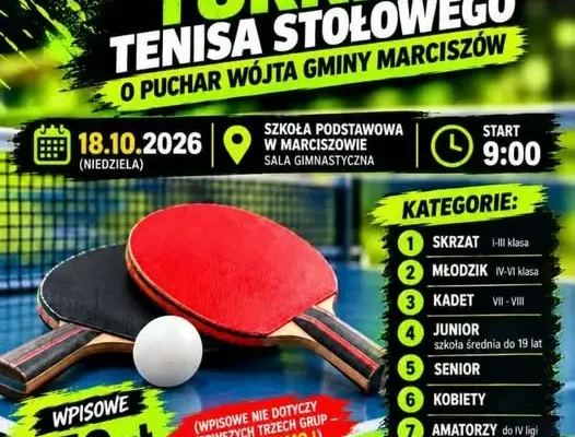 Pierwszy Otwarty Turniej Tenisa Stołowego o puchar Wójta Gminy Marciszów