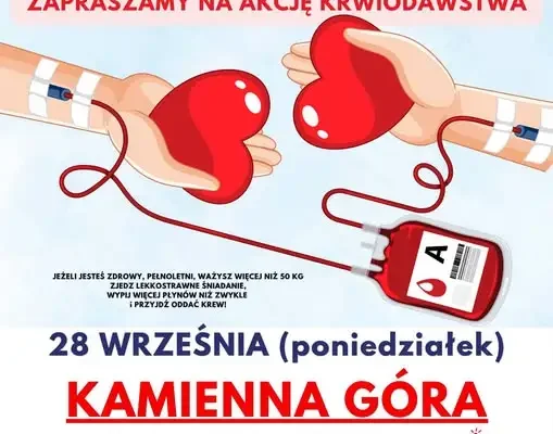 Akcja krwiodawstwa w Kamiennej Górze – 28 września przy ZSZiO