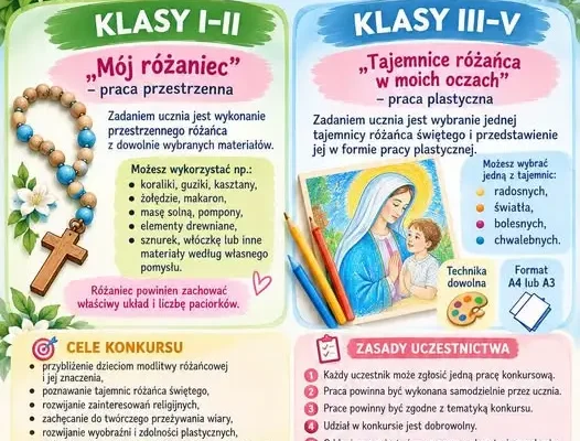 Szkoła zaprasza uczniów klas I–V do udziału w Konkursie Różańcowym