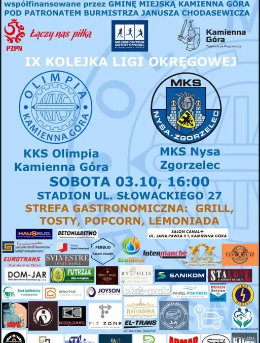 9. kolejka klasy okręgowej: Olimpia Kamienna Góra podejmie MKS Nysa Zgorzelec