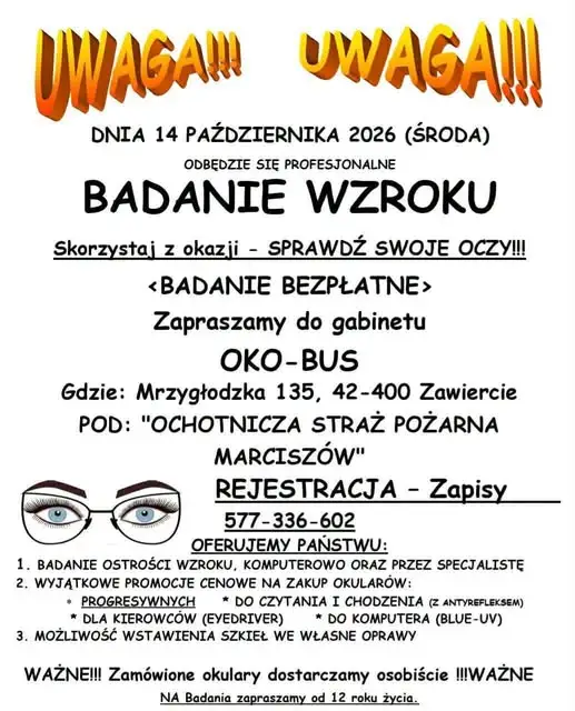 Bezpłatne badanie wzroku w Marciszowie – już 14 października