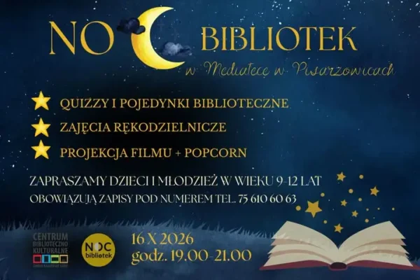 Noc Bibliotek w Medvalecach – quizy, warsztaty i seans filmowy już w piątek