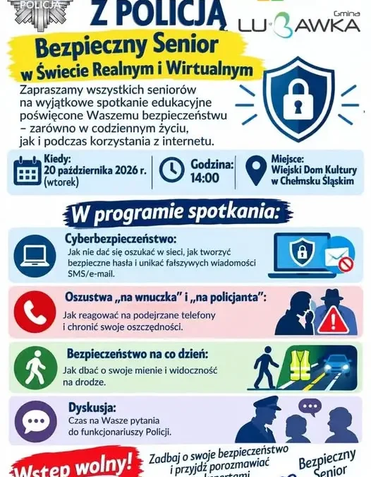 Bezpieczny Senior – spotkanie edukacyjne w Galenach już 20 października