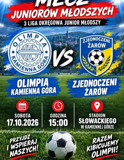 Olimpia Kamienna Góra: Juniorzy zagrają w sobotę o 15:00. Kibice zaproszeni na stadion