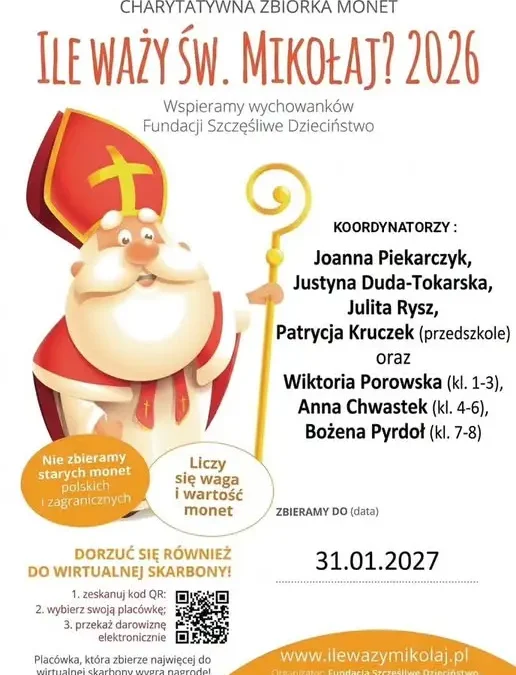 Lubawka włącza się w akcję „Ile waży Święty Mikołaj?” – zbiórka monet dla Fundacji „Szczęśliwe Dzieciństwo”