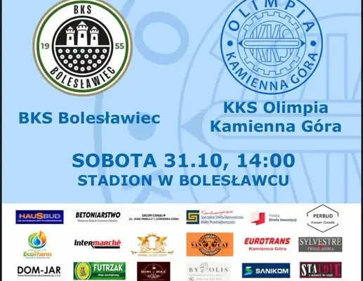 Olimpia Kamienna Góra zagra z BKS Bolesławiec w 12. kolejce klasy okręgowej