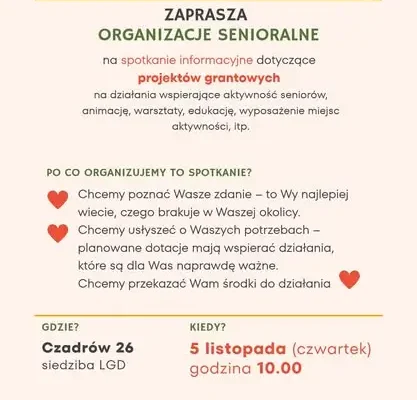 Spotkania informacyjne o projektach grantowych dla seniorów i młodzieży w Czadrowie